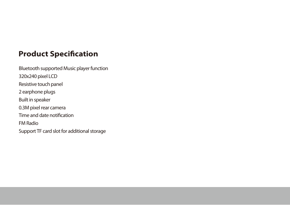 Product specification | Mpman BT28 User Manual | Page 3 / 22