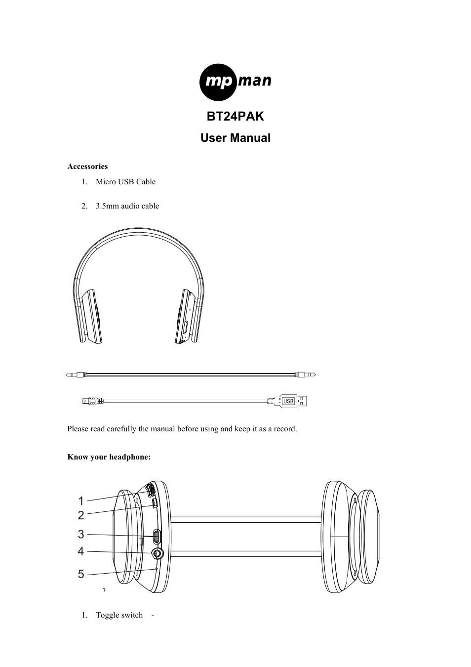 Mpman BT24PAK User Manual | 5 pages