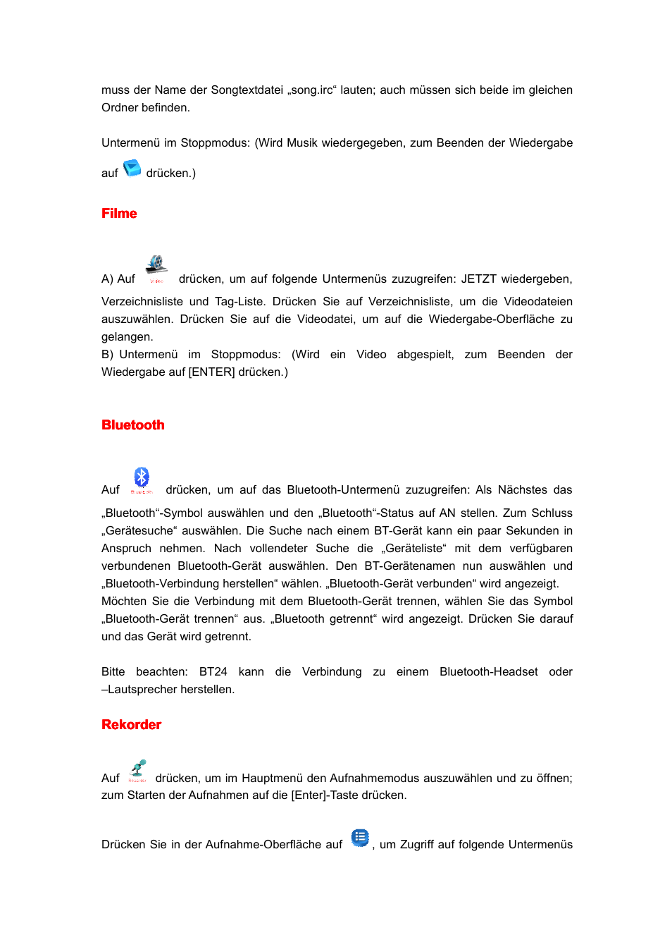 Mpman BT24 User Manual | Page 18 / 42