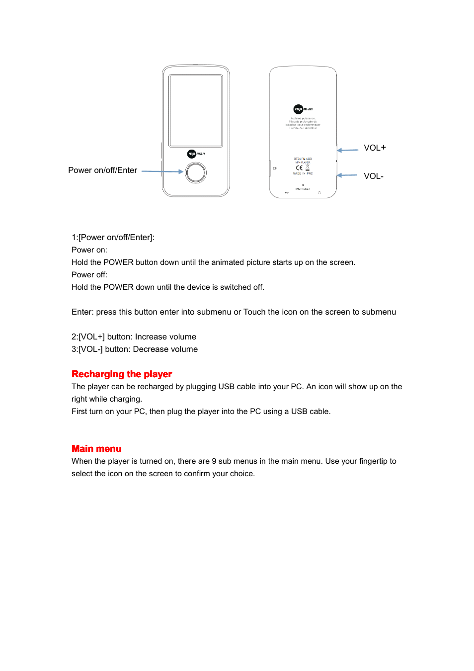 Mpman BT24 User Manual | Page 2 / 42