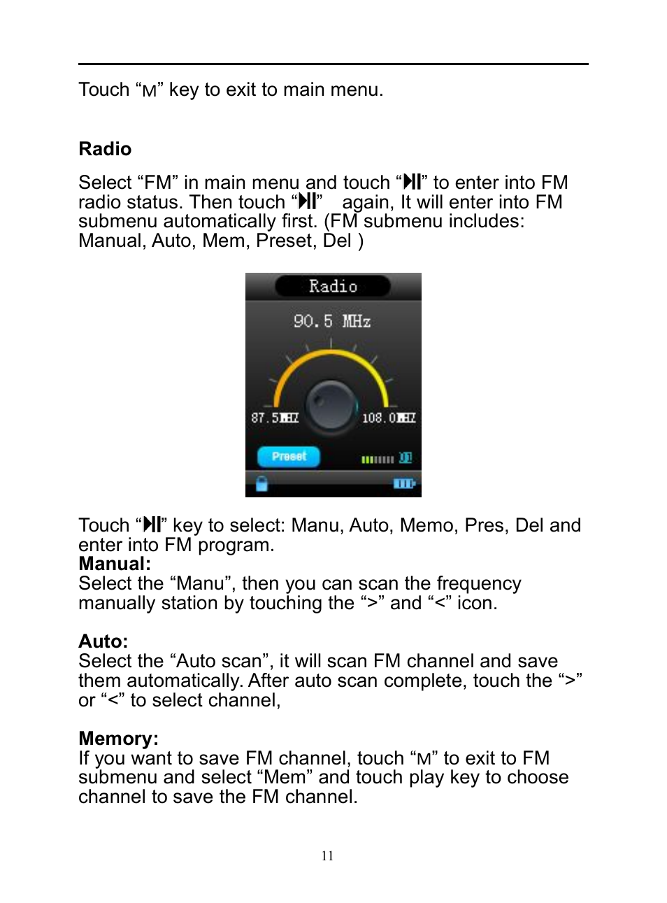 Radio | Mpman BT20 User Manual | Page 11 / 34