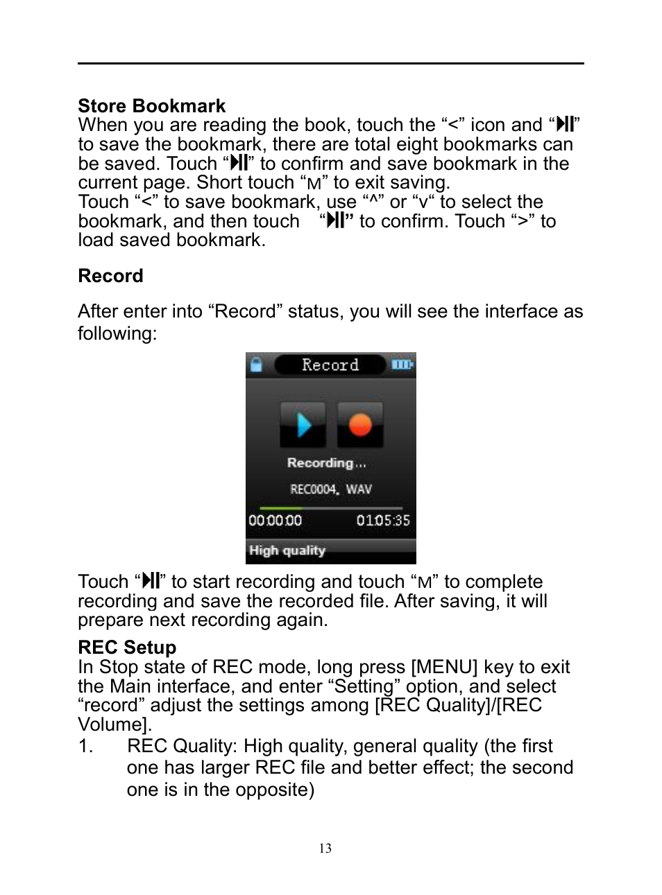 Record | Mpman BT20 User Manual | Page 13 / 34