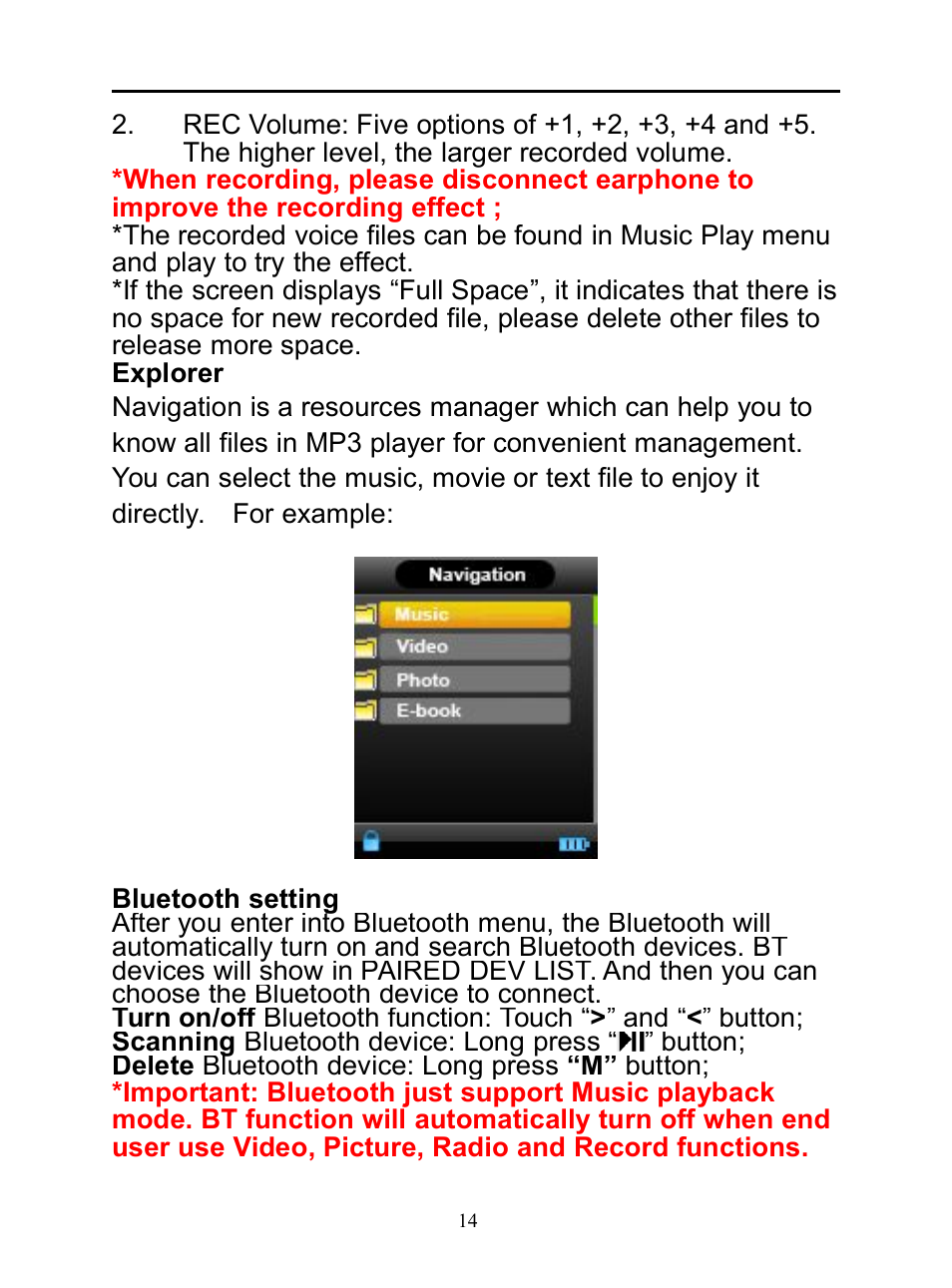 Explorer, Bluetoothsetting | Mpman BT20 User Manual | Page 14 / 34