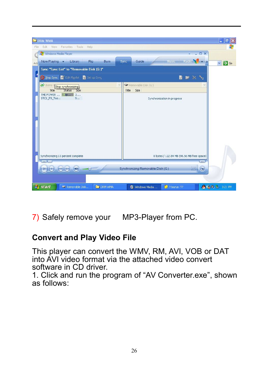 Convertandplayvideofile | Mpman BT20 User Manual | Page 26 / 34