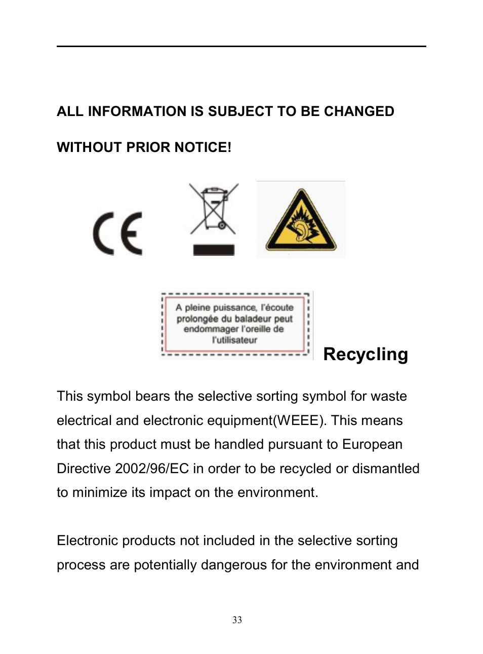 Recycling | Mpman BT20 User Manual | Page 33 / 34