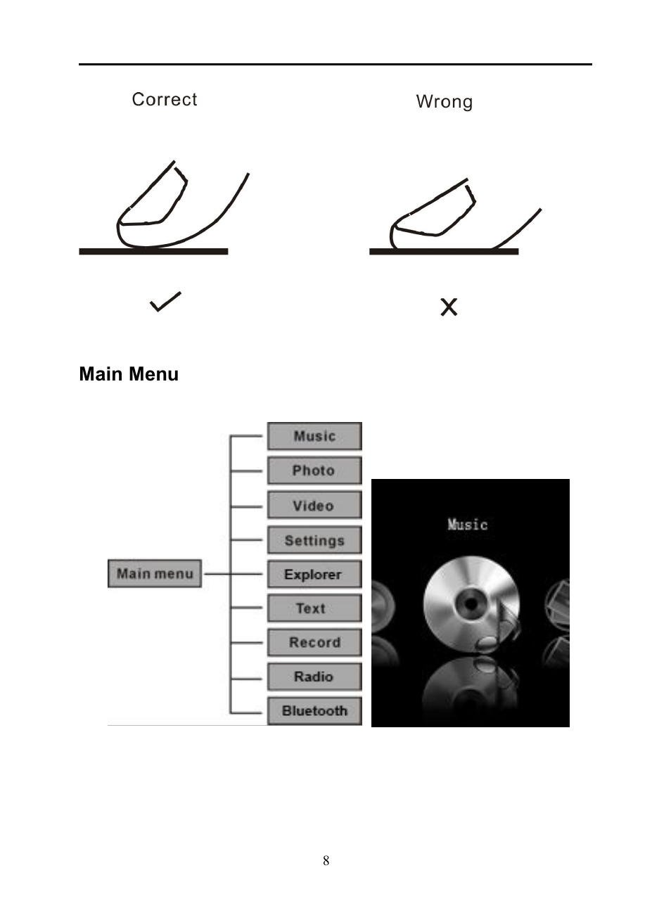 Mainmenu | Mpman BT20 User Manual | Page 8 / 34