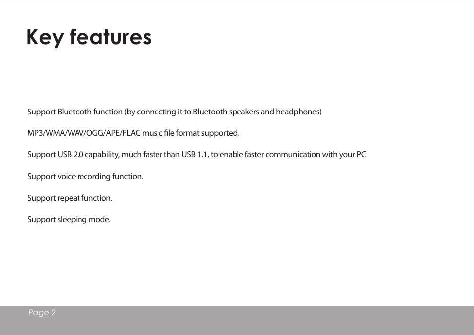 Key features | Mpman BT18SP User Manual | Page 3 / 22