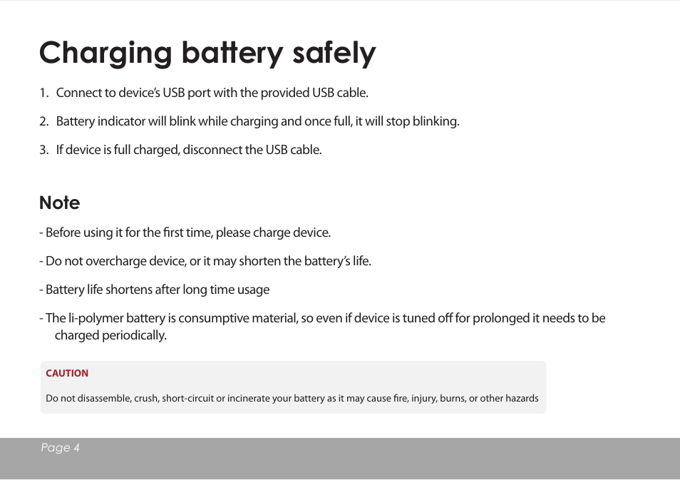 Charging battery safely | Mpman BT18SP User Manual | Page 5 / 22