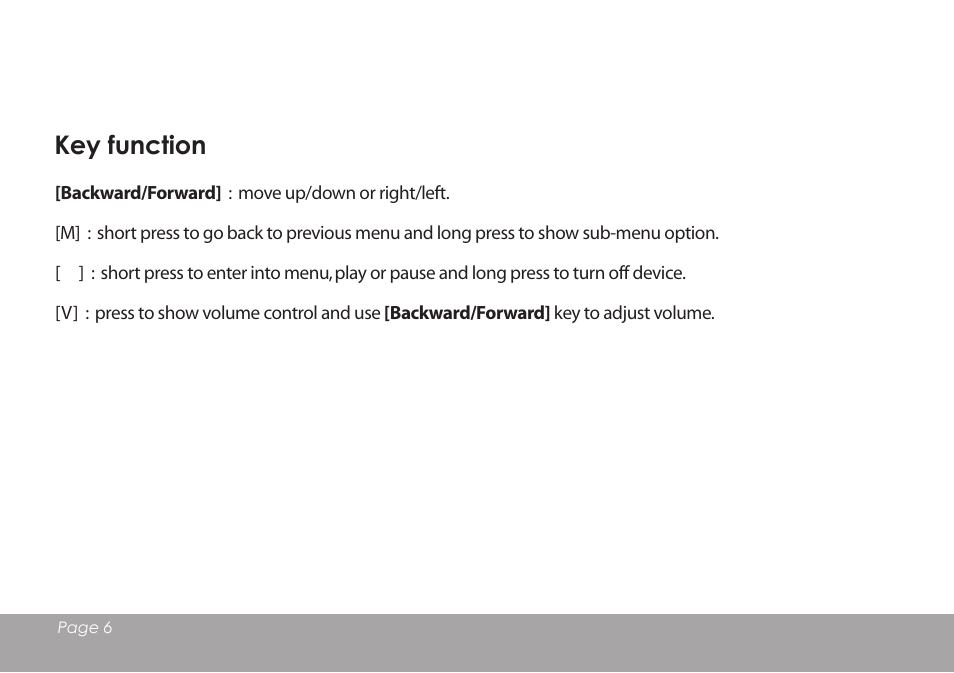 Key function | Mpman BT18SP User Manual | Page 7 / 22