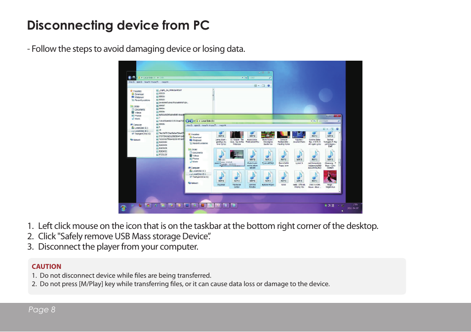 Disconnecting device from pc | Mpman BT18SP User Manual | Page 9 / 22