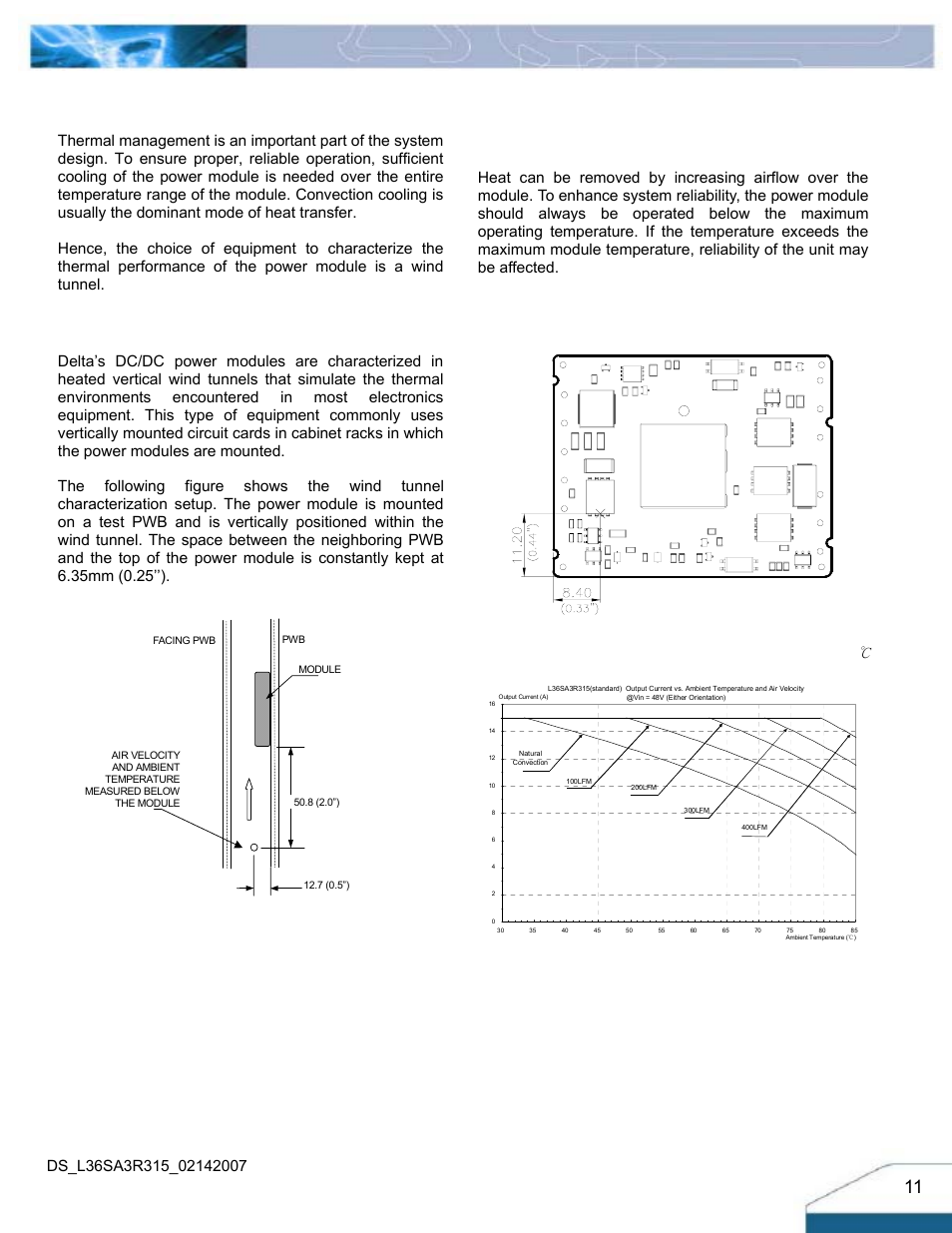 Thermal considerations, Thermal curves, Thermal testing setup | Thermal derating | Delta Electronics Series L36SA User Manual | Page 11 / 13