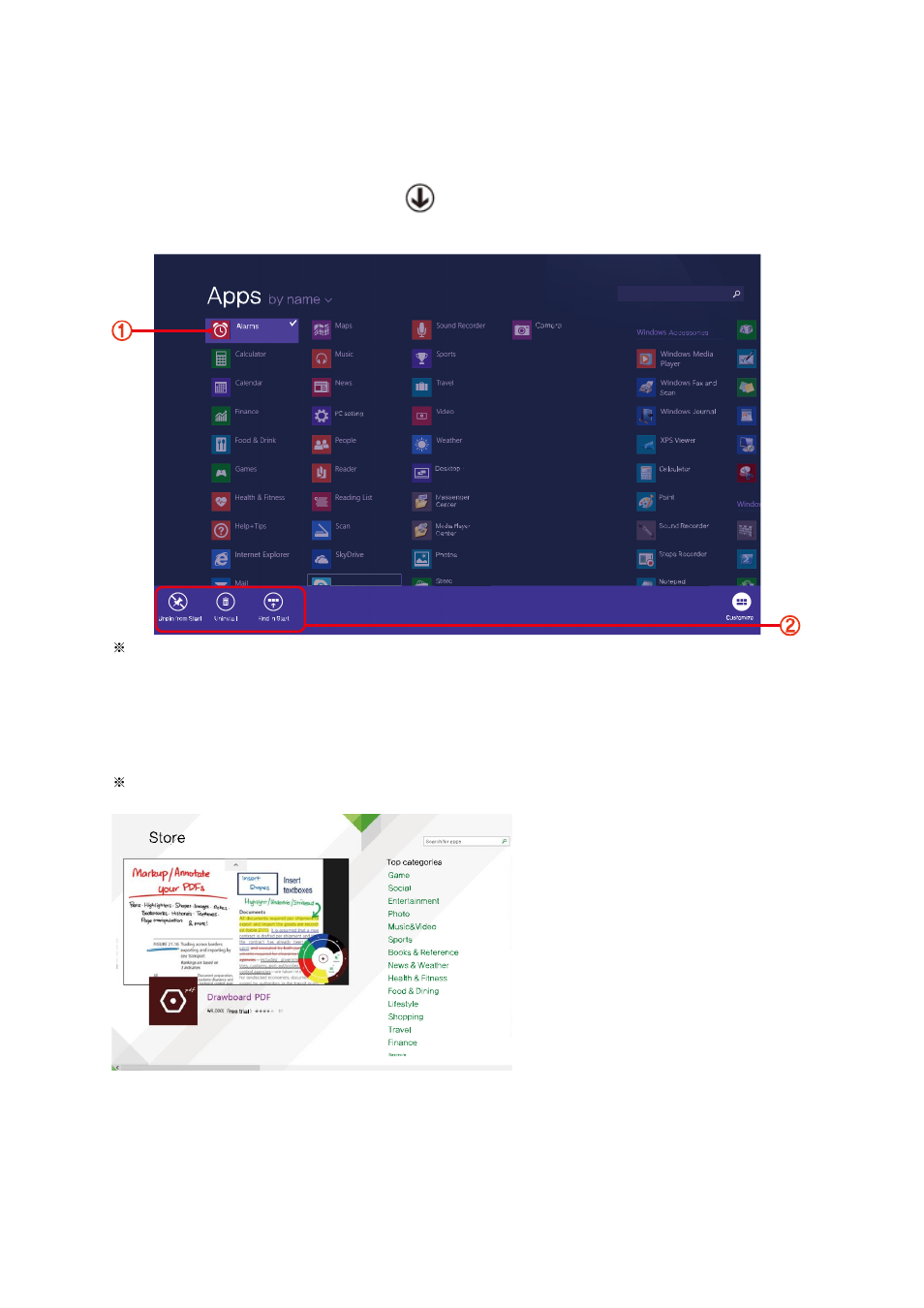 Adding / removing app on start screen, Using window store | Mpman MPW100 User Manual | Page 10 / 22