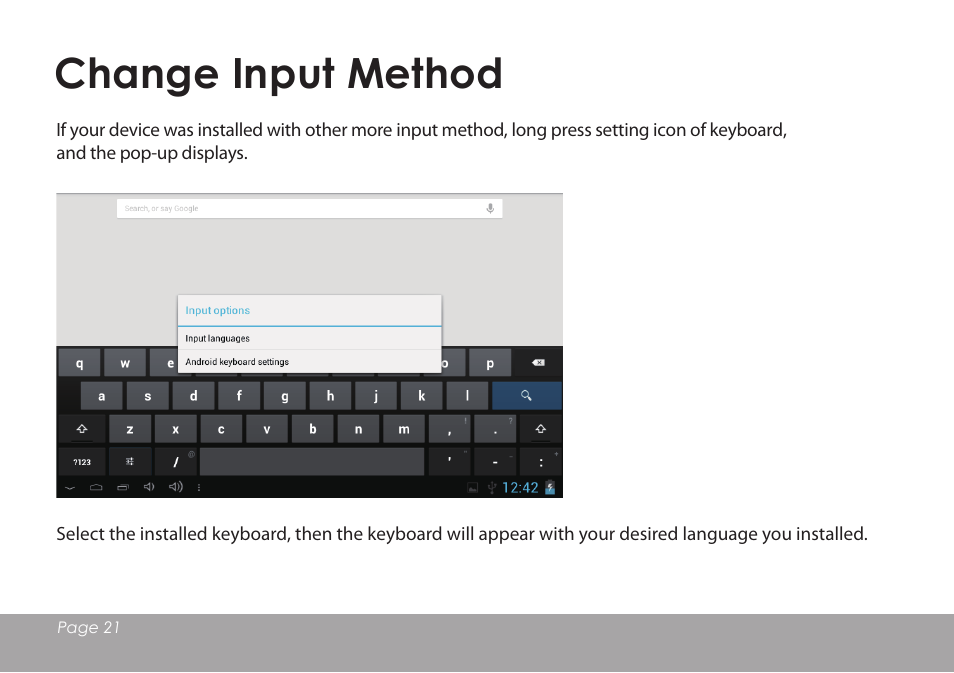 Change input method | Mpman MPQC1114 IPS User Manual | Page 22 / 25