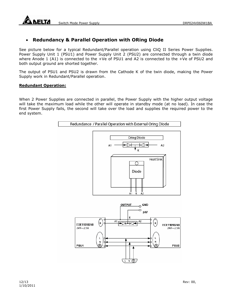 Delta Electronics 1Phase CliQ II DIN Rail DRP024V060W1BA User Manual | Page 12 / 13