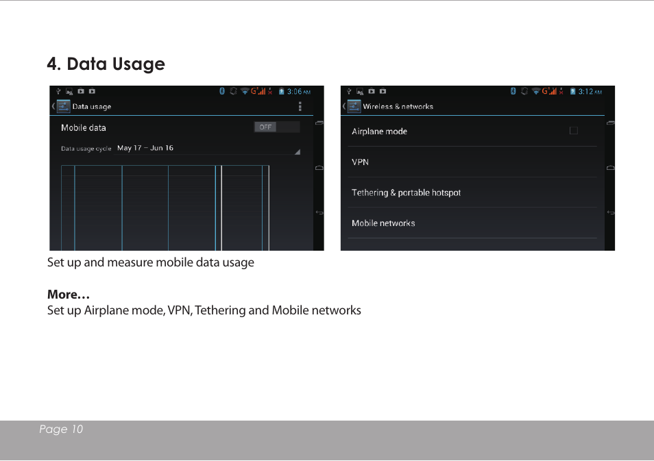 Data usage | Mpman MPDCG71 User Manual | Page 11 / 25
