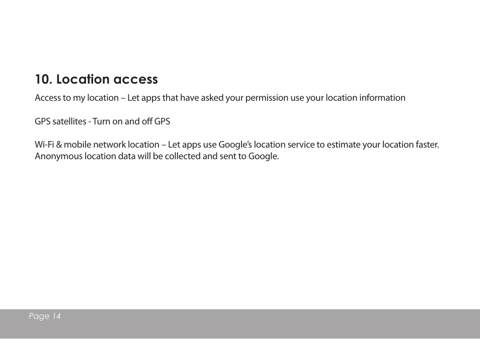 Location access | Mpman MPDCG71 User Manual | Page 15 / 25