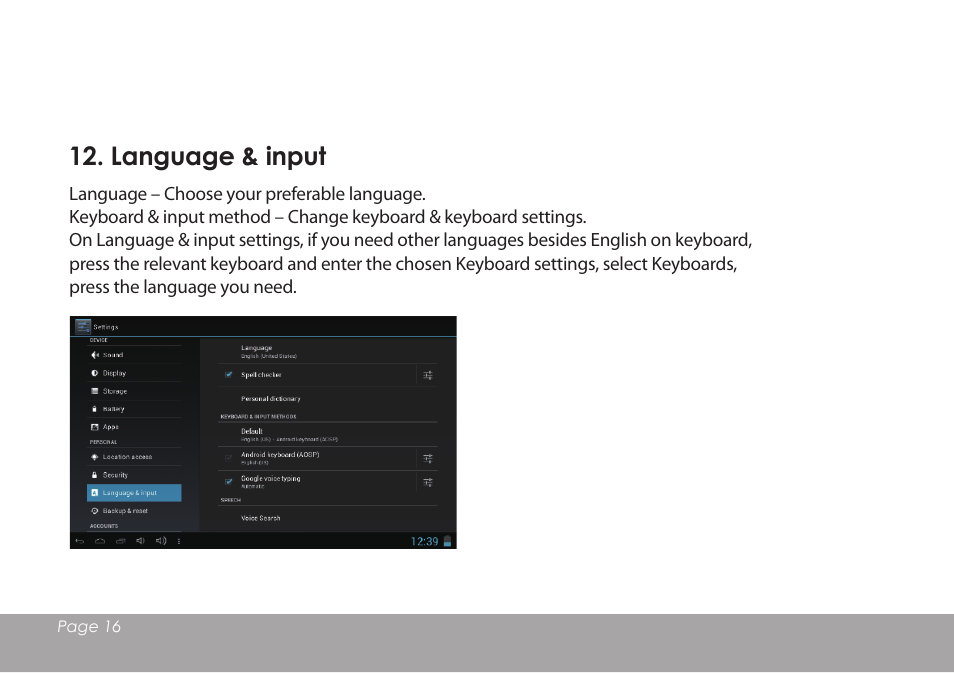 Language & input | Mpman MPDCG71 User Manual | Page 17 / 25