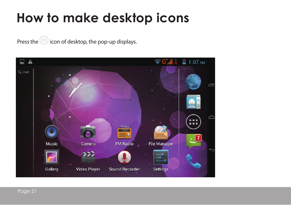 How to make desktop icons | Mpman MPDCG71 User Manual | Page 22 / 25