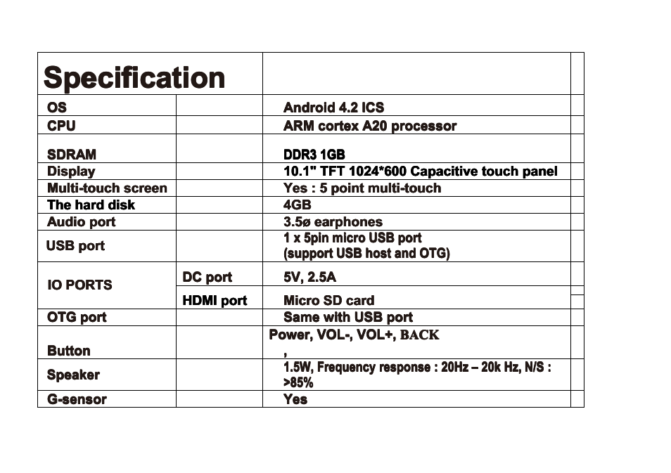 Specification | Mpman MP101DC User Manual | Page 23 / 26