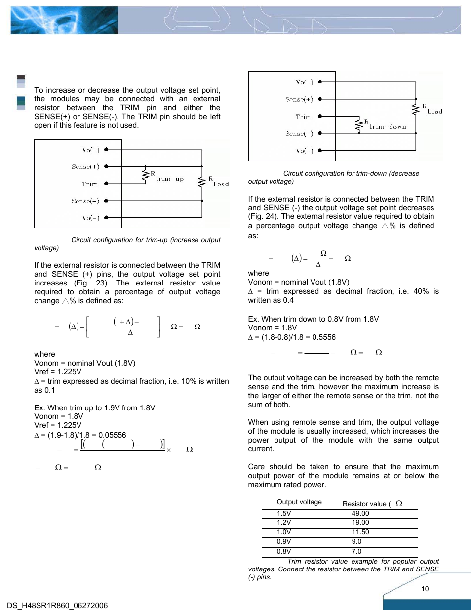 Features descriptions (con.) | Delta Electronics Series H48SR User Manual | Page 10 / 13