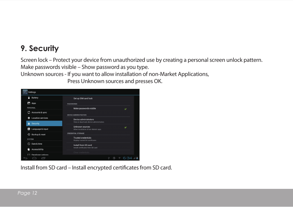 Security | Mpman MPDC88 BT IPS User Manual | Page 13 / 24