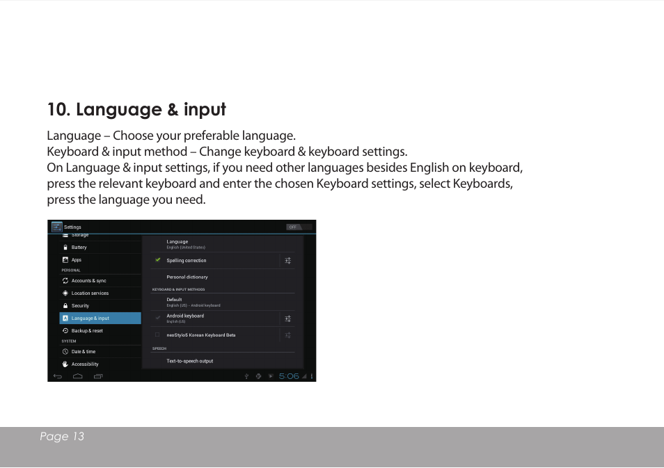 Language & input | Mpman MPDC88 BT IPS User Manual | Page 14 / 24