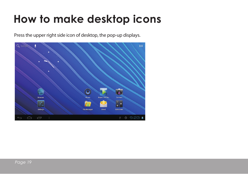 How to make desktop icons | Mpman MPDC88 BT IPS User Manual | Page 20 / 24