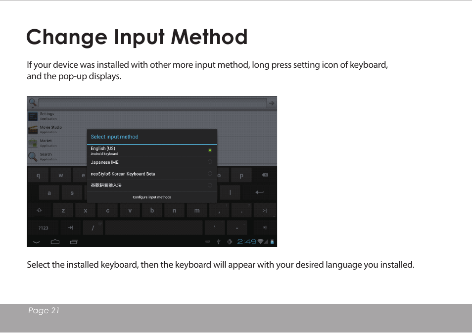 Change input method | Mpman MPDC88 BT IPS User Manual | Page 22 / 24