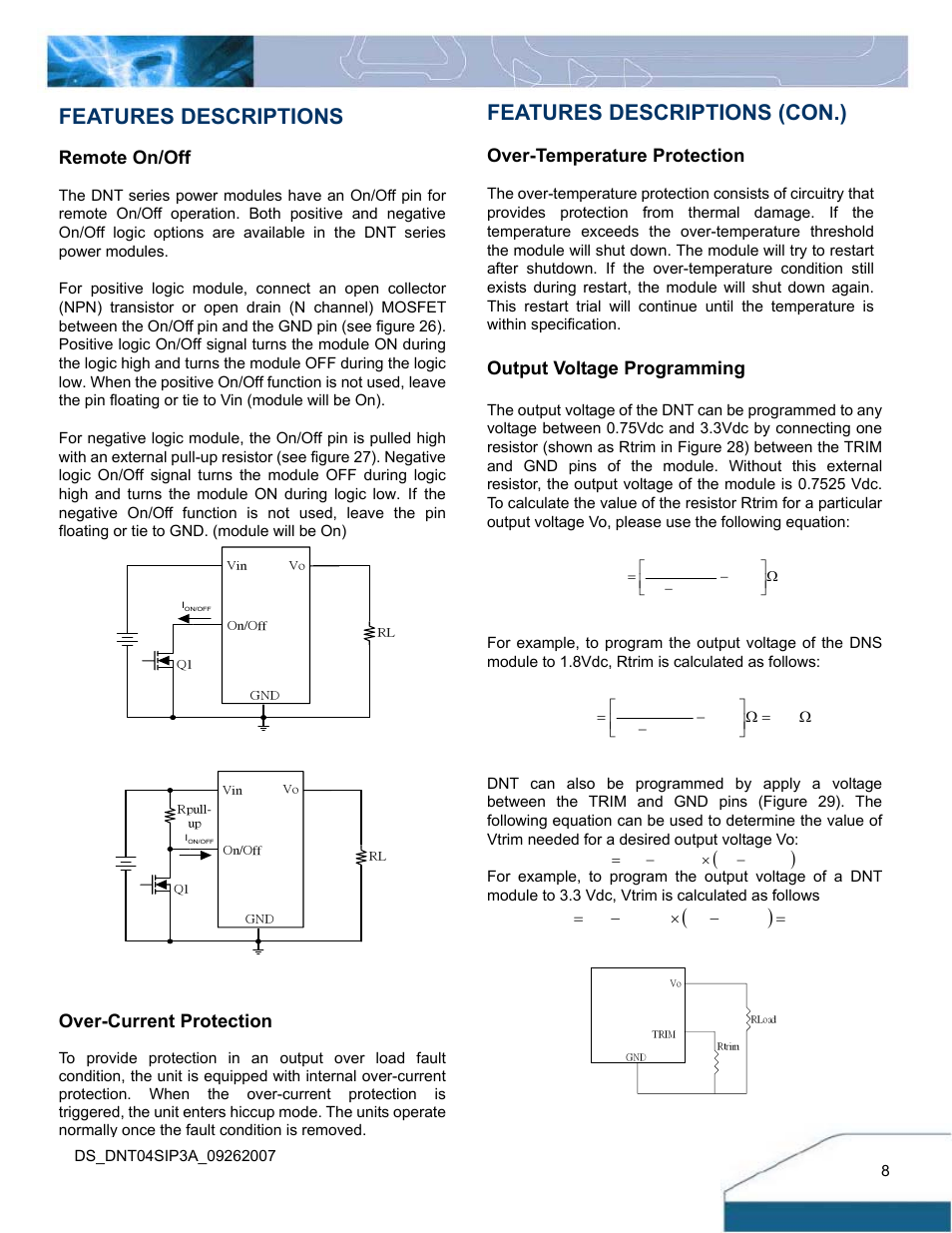 Features descriptions (con.), Features descriptions | Delta Electronics DNT04 User Manual | Page 8 / 12