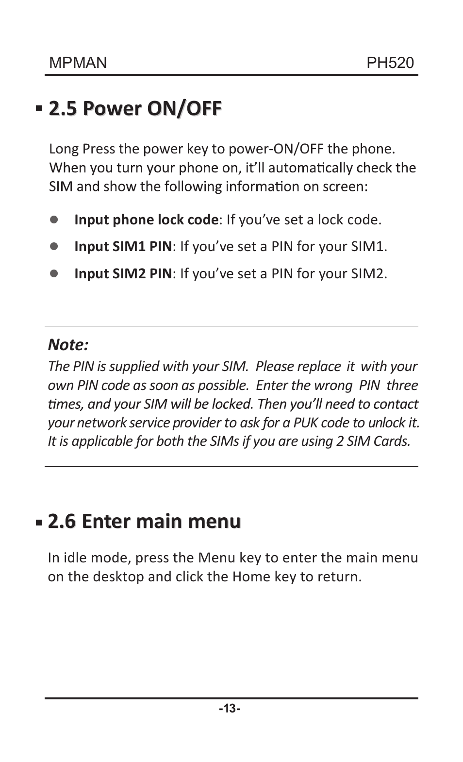 Mpman PH520 User Manual | Page 13 / 22