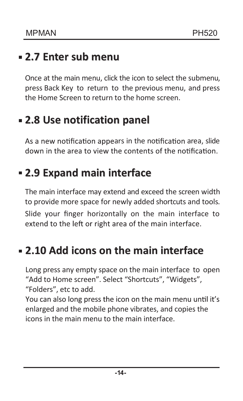 Mpman PH520 User Manual | Page 14 / 22