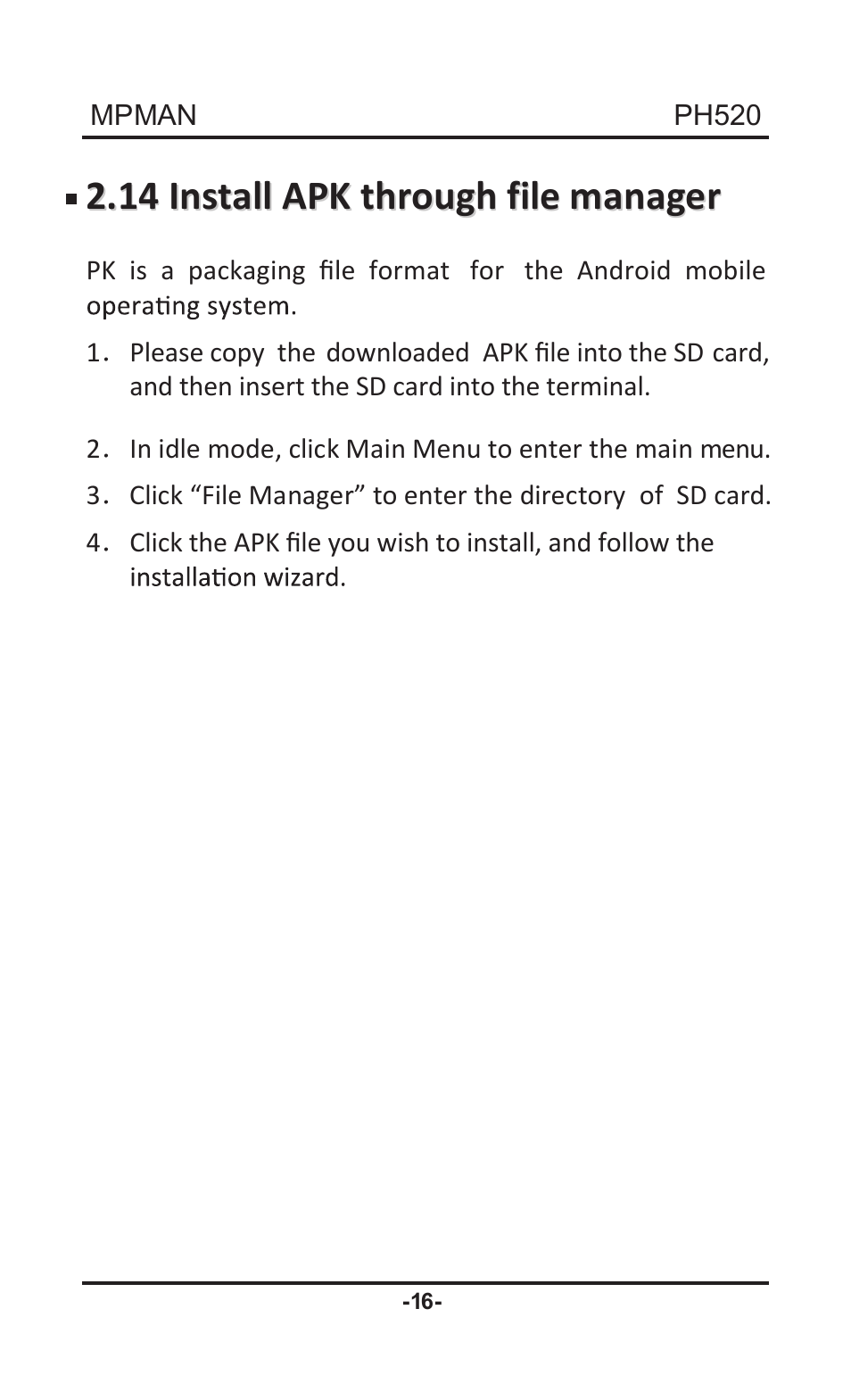 Mpman PH520 User Manual | Page 16 / 22