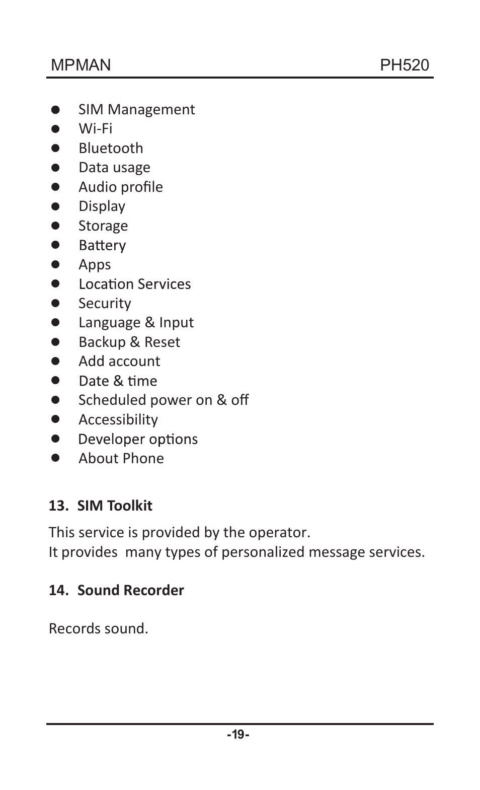 Mpman PH520 User Manual | Page 19 / 22