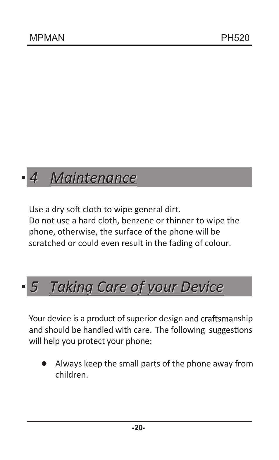 Mpman PH520 User Manual | Page 20 / 22