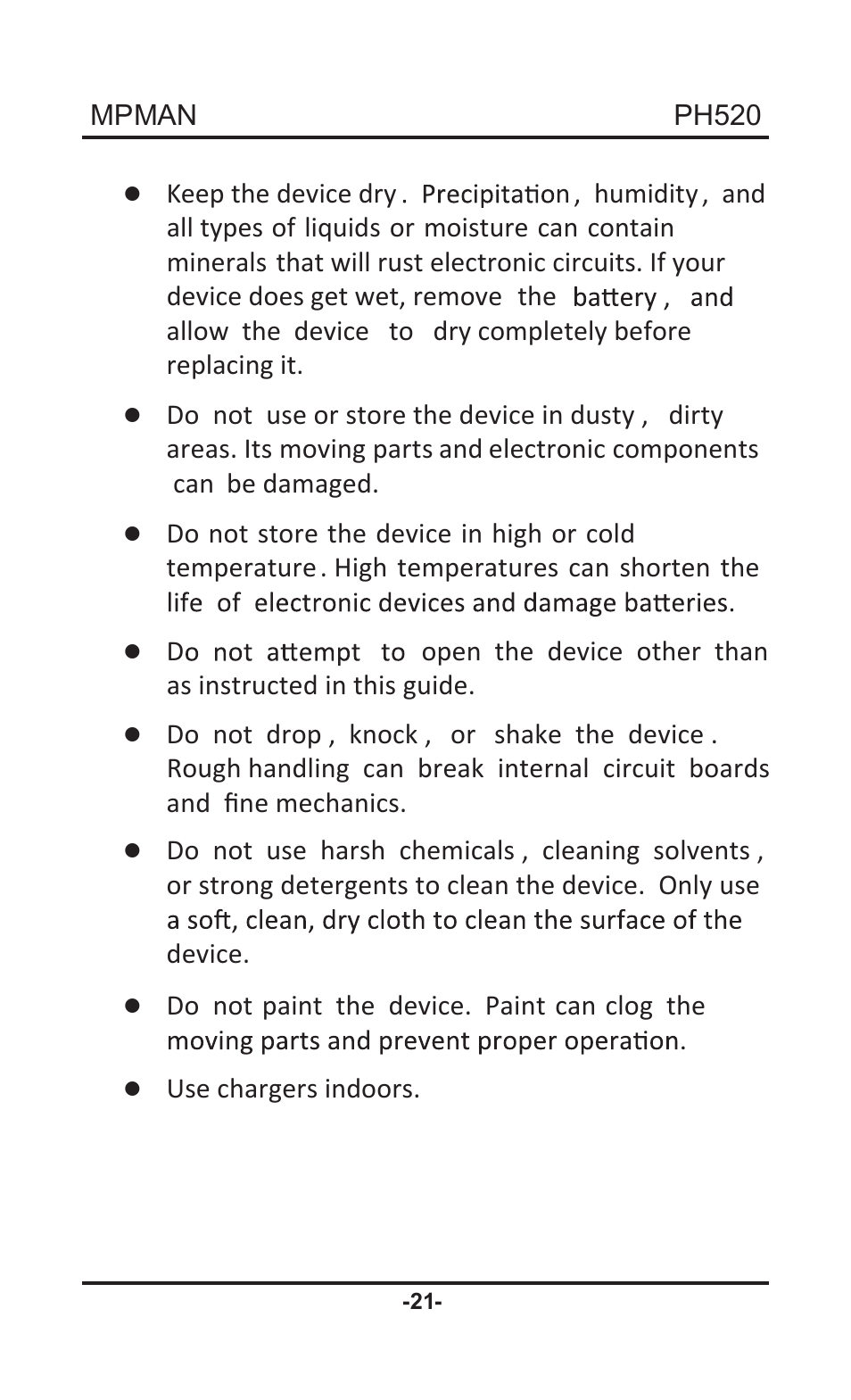 Mpman PH520 User Manual | Page 21 / 22
