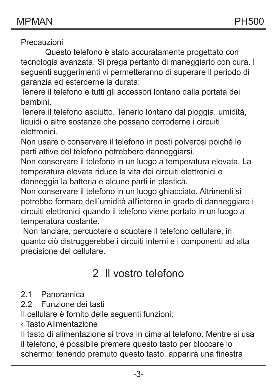 2 il vostro telefono | Mpman PH500 User Manual | Page 113 / 179