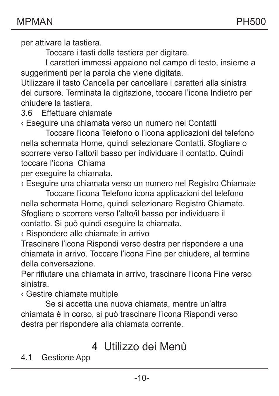 4 utilizzo dei menù | Mpman PH500 User Manual | Page 120 / 179