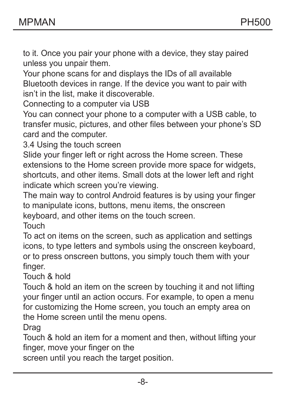 Mpman PH500 User Manual | Page 13 / 179