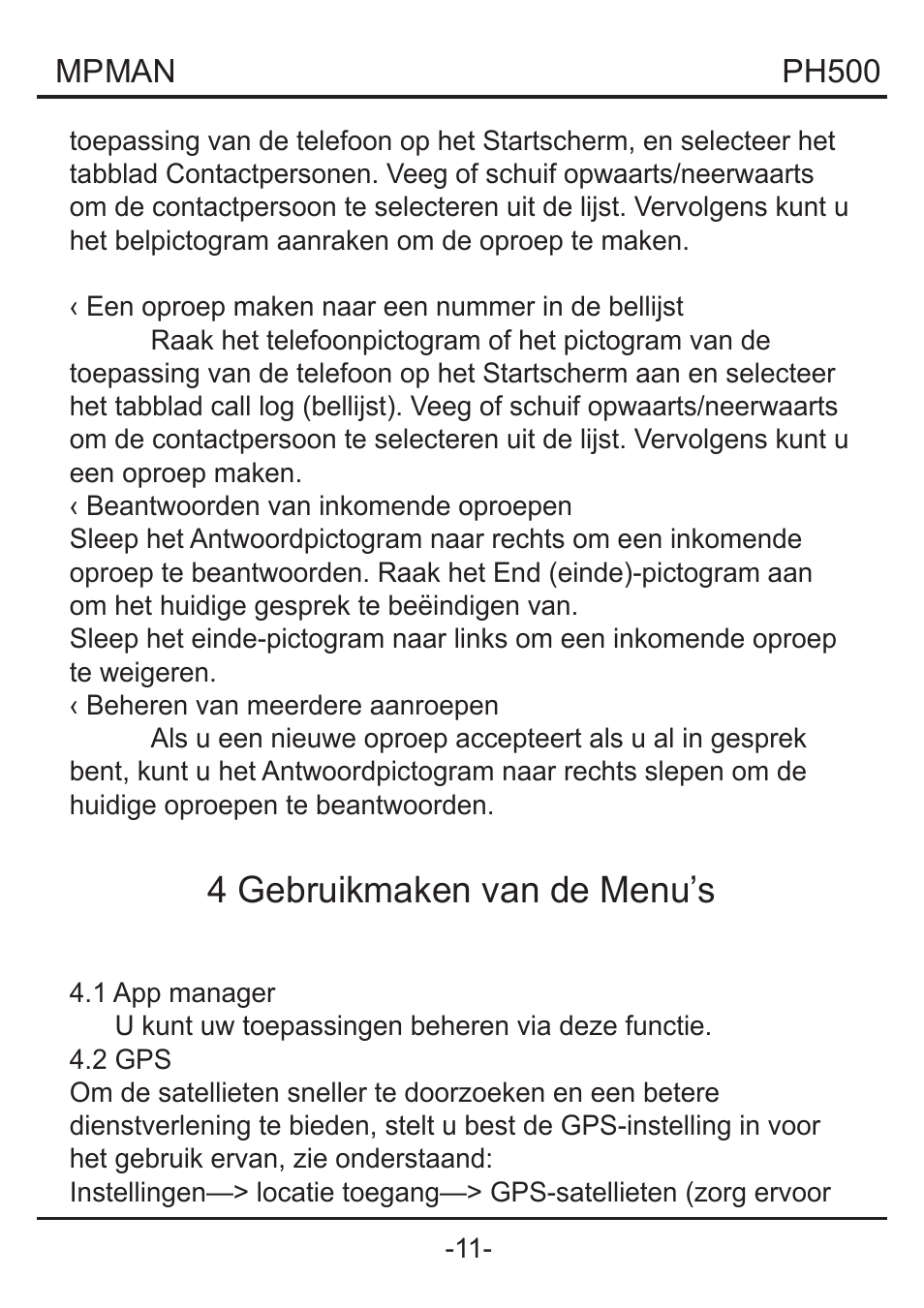 4 gebruikmaken van de menu’s | Mpman PH500 User Manual | Page 157 / 179