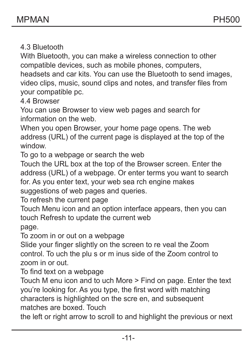 Mpman PH500 User Manual | Page 16 / 179