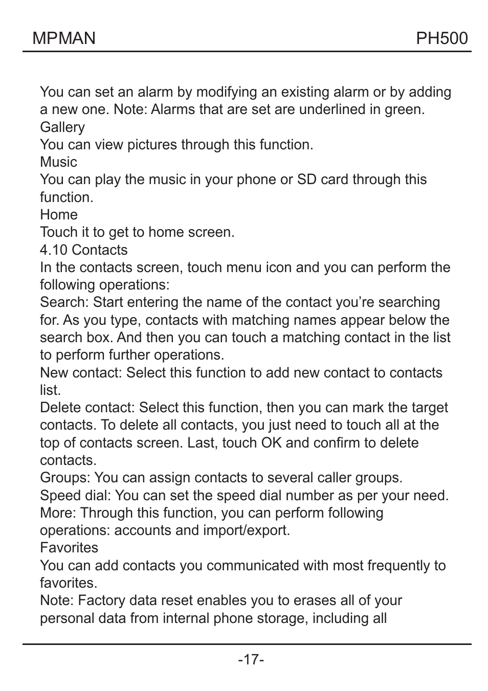 Mpman PH500 User Manual | Page 22 / 179