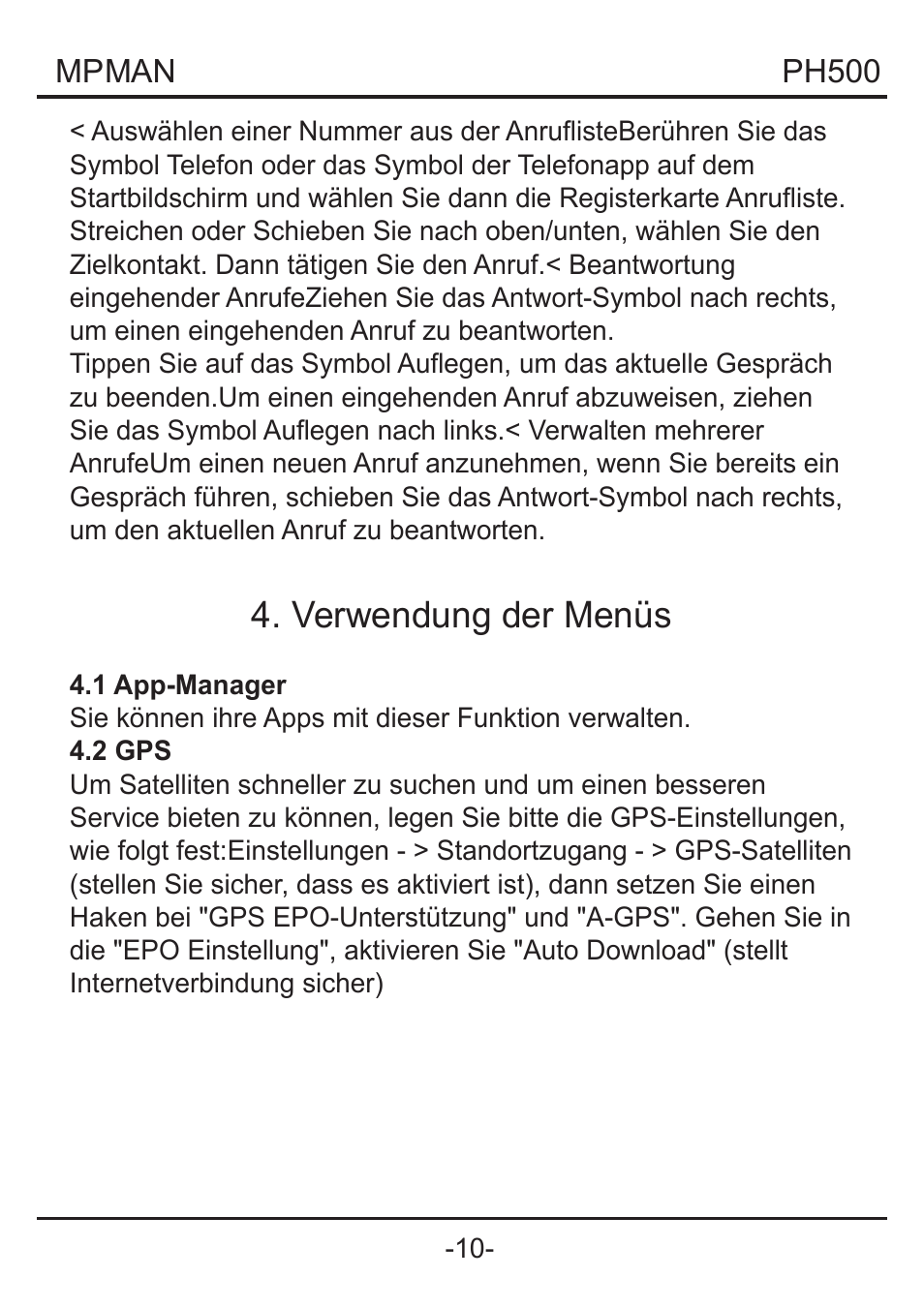 Verwendung der menüs | Mpman PH500 User Manual | Page 86 / 179