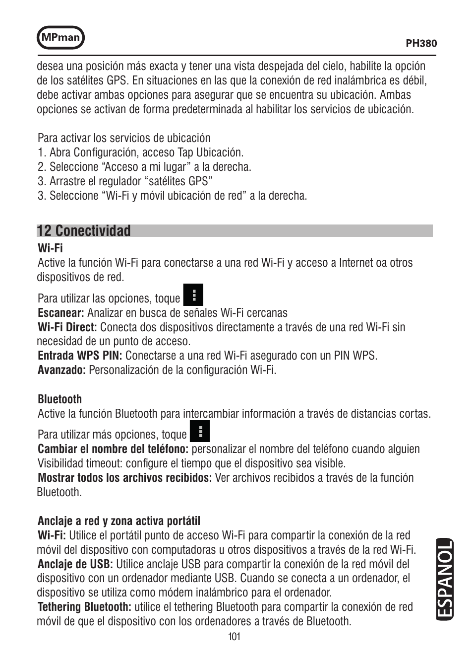 12 conectividad | Mpman PH380 User Manual | Page 101 / 108