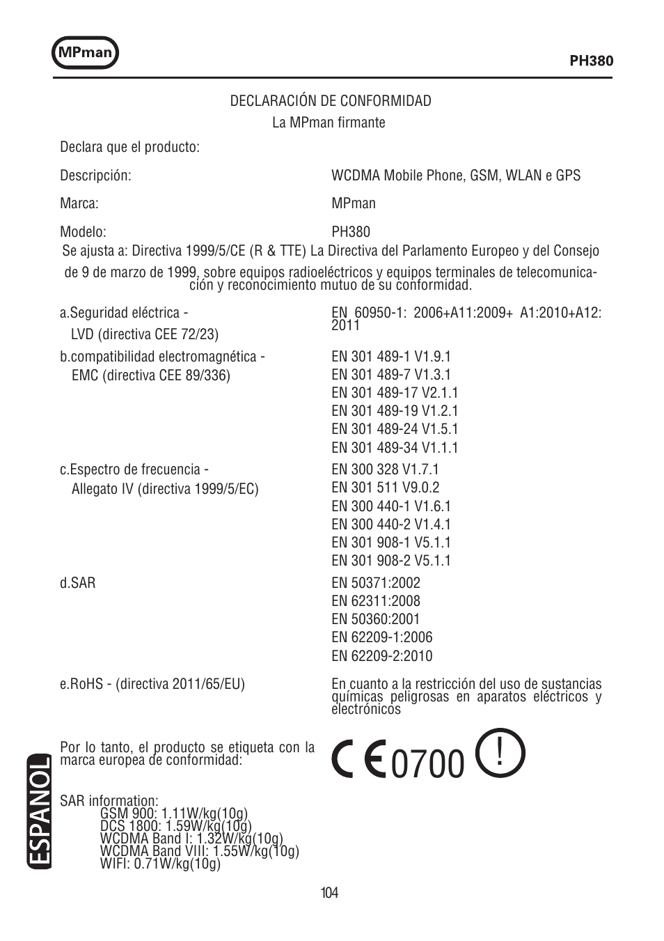 Mpman PH380 User Manual | Page 104 / 108