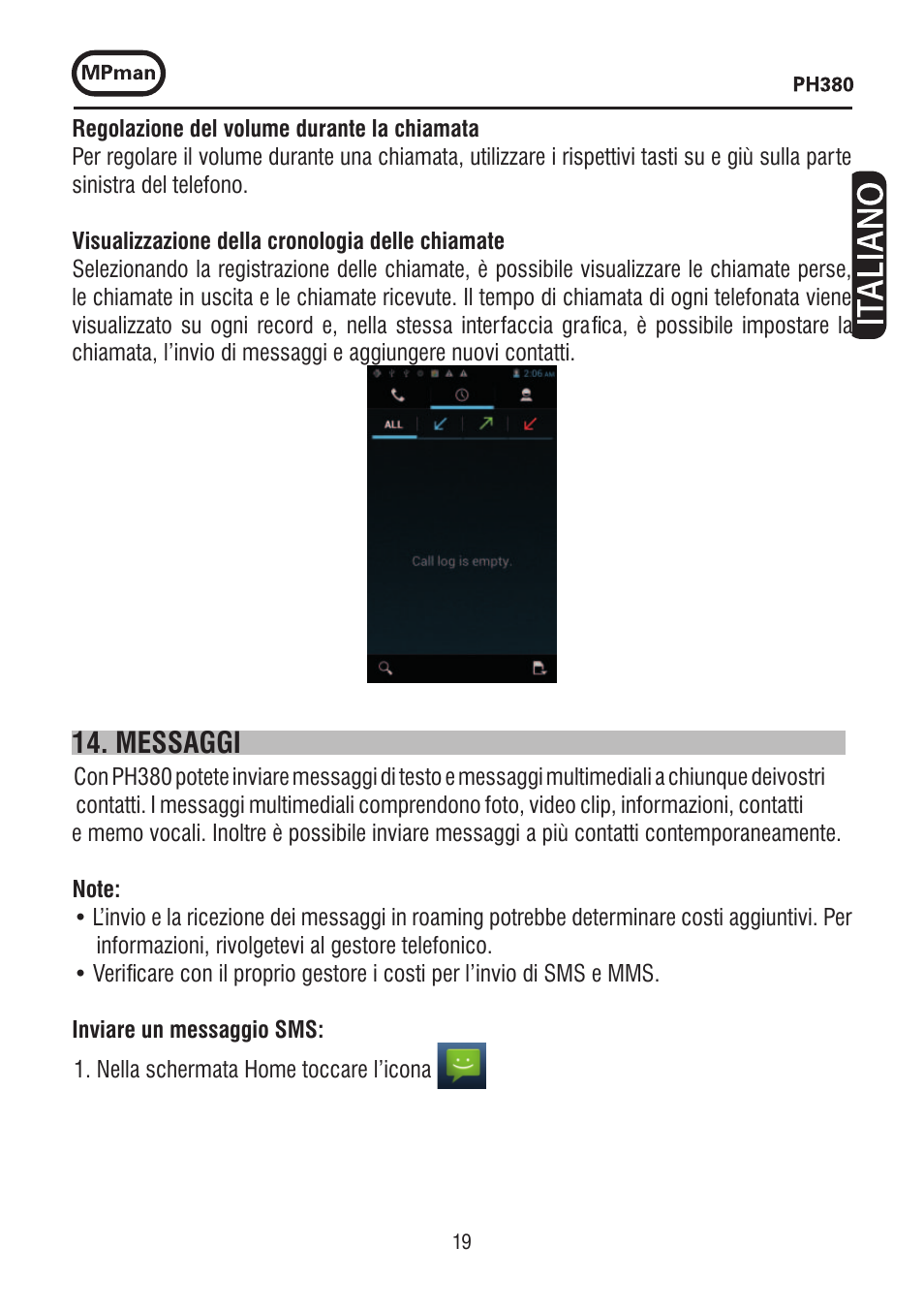 Messaggi | Mpman PH380 User Manual | Page 19 / 108