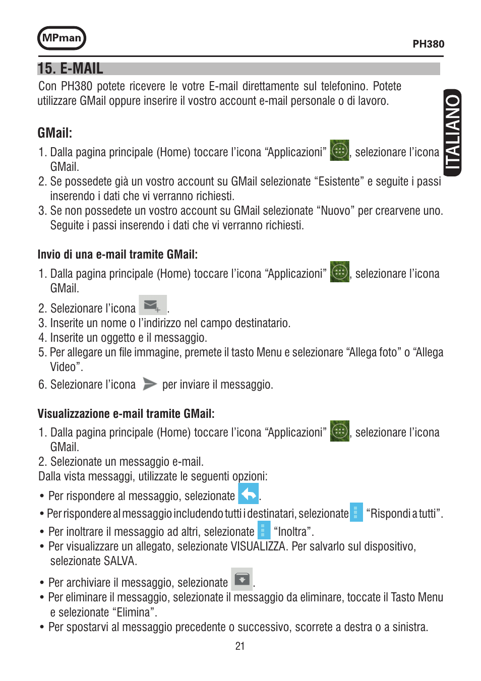 E-mail | Mpman PH380 User Manual | Page 21 / 108