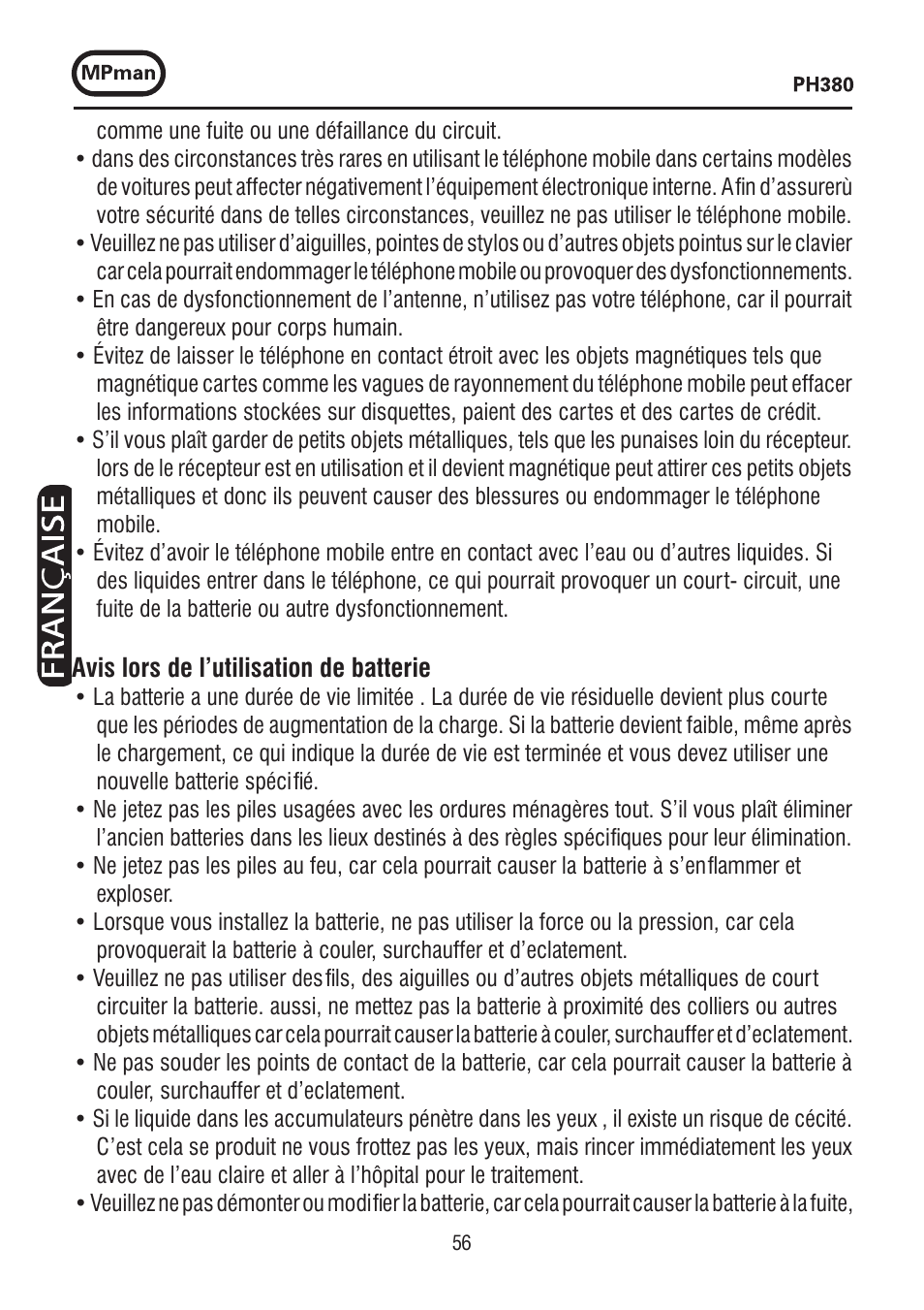 Mpman PH380 User Manual | Page 56 / 108