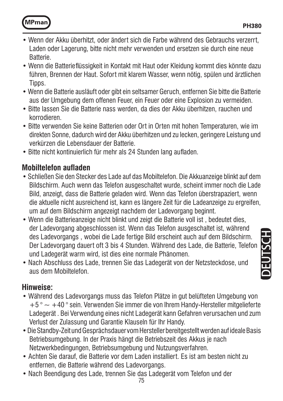 Mpman PH380 User Manual | Page 75 / 108