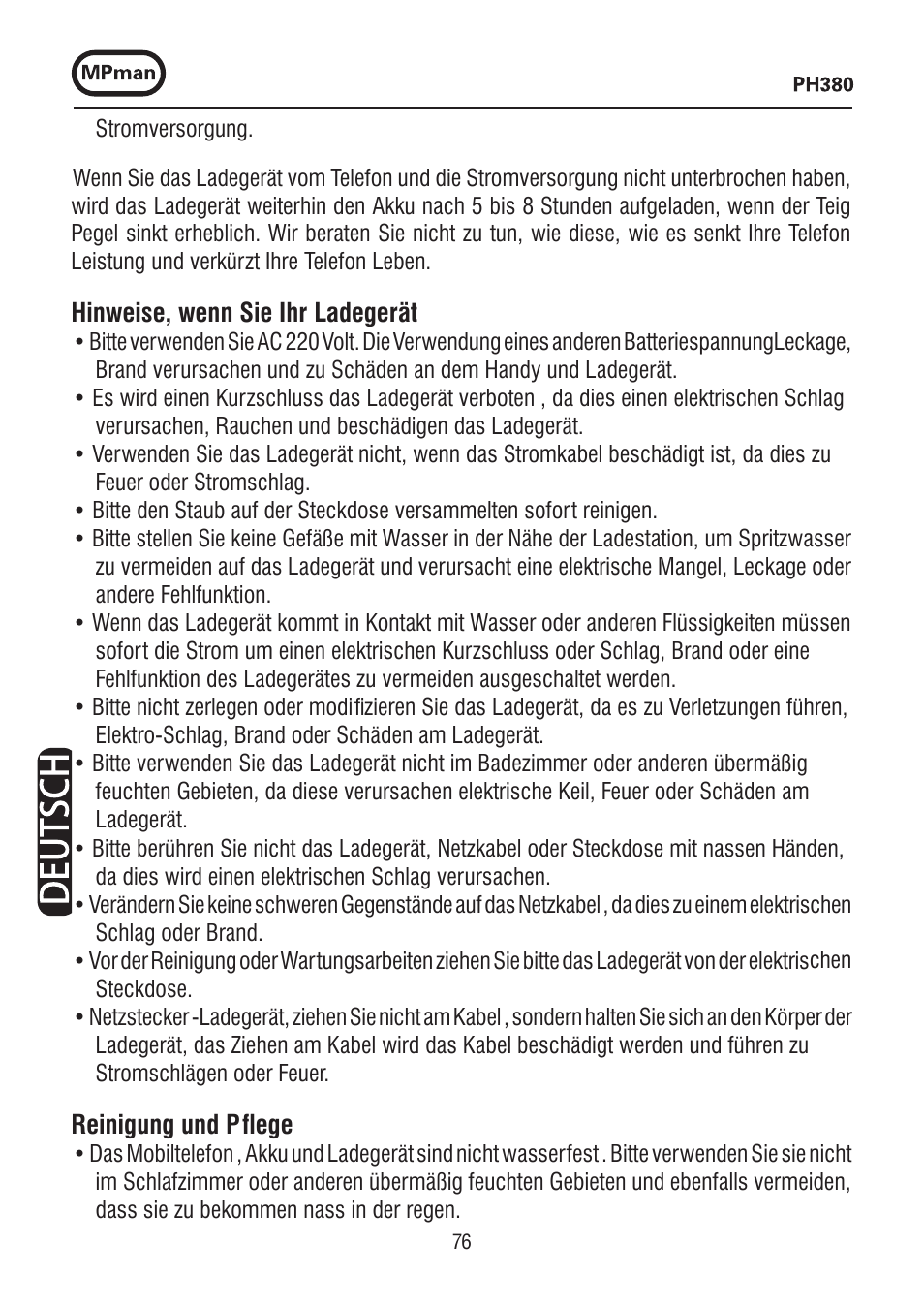 Mpman PH380 User Manual | Page 76 / 108
