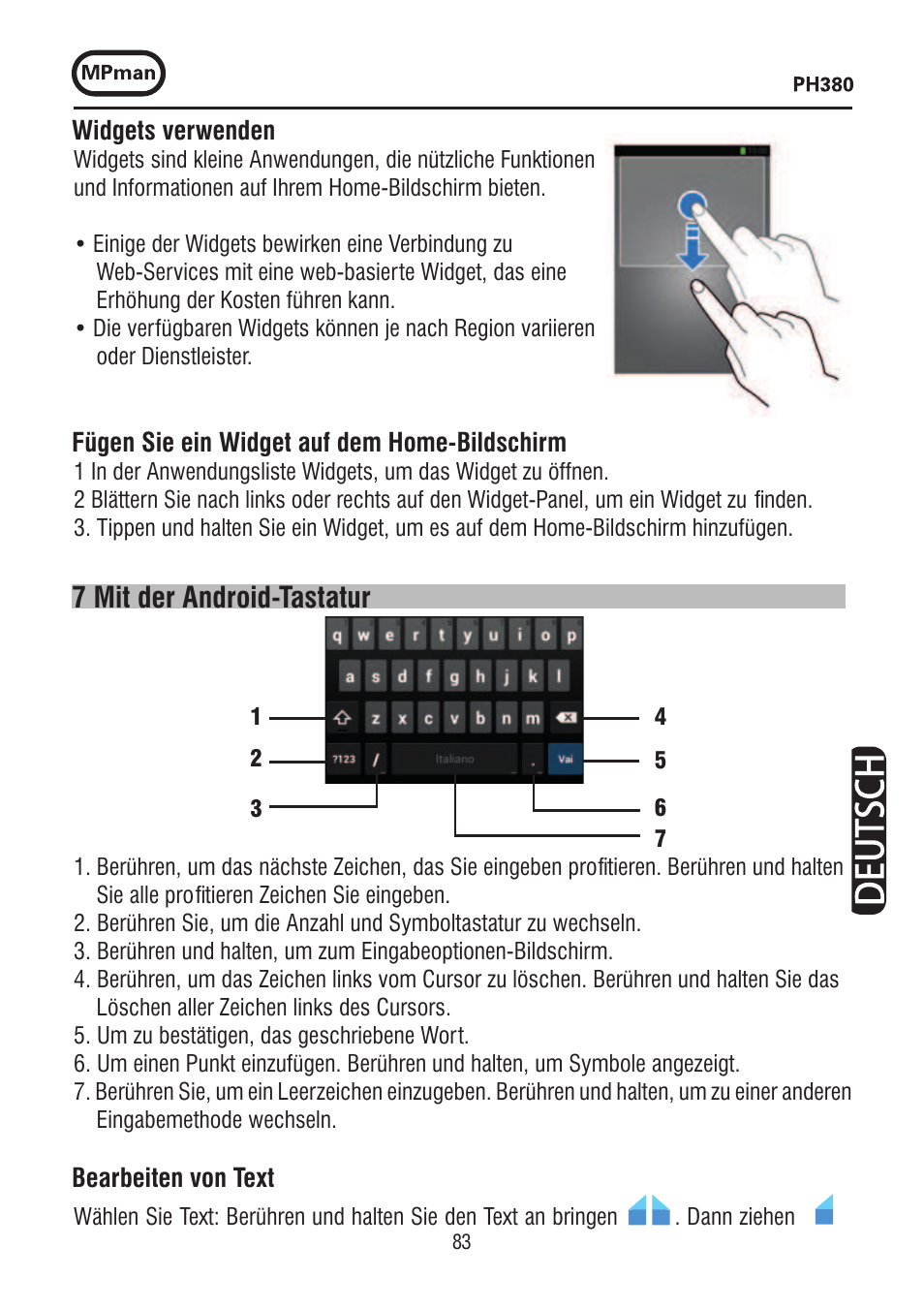 7 mit der android-tastatur | Mpman PH380 User Manual | Page 83 / 108